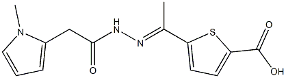 5-{N-[(1-methyl-1H-pyrrol-2-yl)acetyl]ethanehydrazonoyl}-2-thiophenecarboxylic acid Struktur