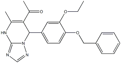 1-{7-[4-(benzyloxy)-3-ethoxyphenyl]-5-methyl-4,7-dihydro[1,2,4]triazolo[1,5-a]pyrimidin-6-yl}ethanone Struktur