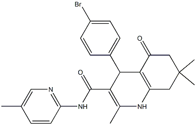 4-(4-bromophenyl)-2,7,7-trimethyl-N-(5-methyl-2-pyridinyl)-5-oxo-1,4,5,6,7,8-hexahydro-3-quinolinecarboxamide Struktur