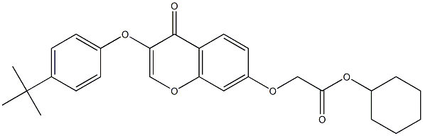 cyclohexyl {[3-(4-tert-butylphenoxy)-4-oxo-4H-chromen-7-yl]oxy}acetate Struktur