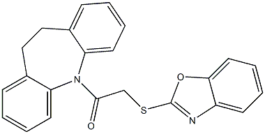 5-[(1,3-benzoxazol-2-ylsulfanyl)acetyl]-10,11-dihydro-5H-dibenzo[b,f]azepine Struktur