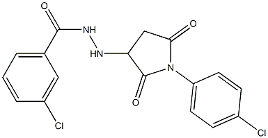 3-chloro-N'-[1-(4-chlorophenyl)-2,5-dioxopyrrolidin-3-yl]benzohydrazide Struktur