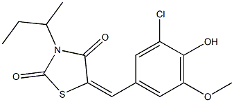 3-sec-butyl-5-(3-chloro-4-hydroxy-5-methoxybenzylidene)-1,3-thiazolidine-2,4-dione Struktur