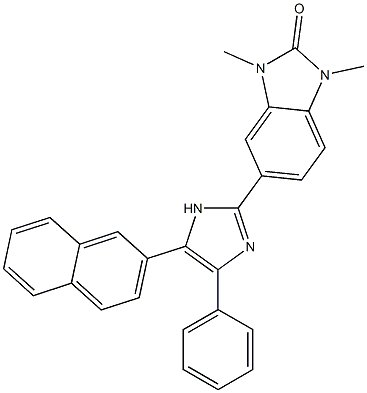 1,3-dimethyl-5-[5-(2-naphthyl)-4-phenyl-1H-imidazol-2-yl]-1,3-dihydro-2H-benzimidazol-2-one Struktur