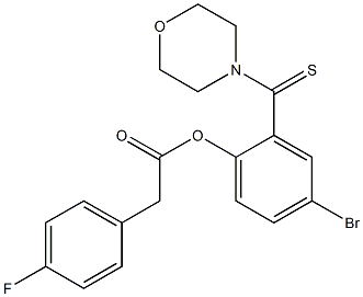 4-bromo-2-(4-morpholinylcarbothioyl)phenyl (4-fluorophenyl)acetate Struktur