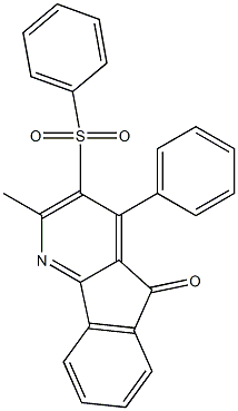 2-methyl-4-phenyl-3-(phenylsulfonyl)-5H-indeno[1,2-b]pyridin-5-one Struktur