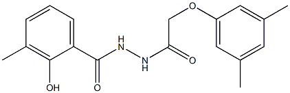 N'-[(3,5-dimethylphenoxy)acetyl]-2-hydroxy-3-methylbenzohydrazide Struktur