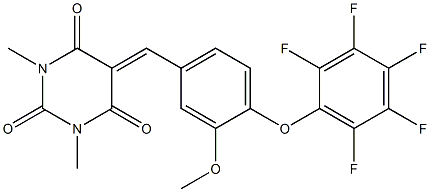 5-[3-methoxy-4-(2,3,4,5,6-pentafluorophenoxy)benzylidene]-1,3-dimethyl-2,4,6(1H,3H,5H)-pyrimidinetrione Struktur