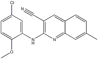 2-(5-chloro-2-methoxyanilino)-7-methyl-3-quinolinecarbonitrile Struktur