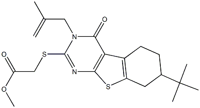 methyl {[7-tert-butyl-3-(2-methyl-2-propenyl)-4-oxo-3,4,5,6,7,8-hexahydro[1]benzothieno[2,3-d]pyrimidin-2-yl]sulfanyl}acetate Struktur