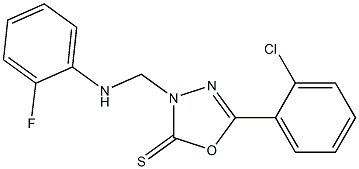 5-(2-chlorophenyl)-3-[(2-fluoroanilino)methyl]-1,3,4-oxadiazole-2(3H)-thione Struktur