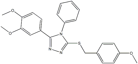 3-(3,4-dimethoxyphenyl)-5-[(4-methoxybenzyl)sulfanyl]-4-phenyl-4H-1,2,4-triazole Struktur