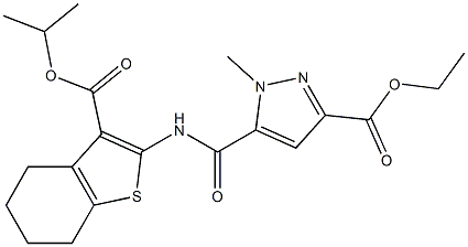 ethyl 5-({[3-(isopropoxycarbonyl)-4,5,6,7-tetrahydro-1-benzothien-2-yl]amino}carbonyl)-1-methyl-1H-pyrazole-3-carboxylate Struktur