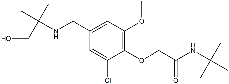 N-(tert-butyl)-2-(2-chloro-4-{[(2-hydroxy-1,1-dimethylethyl)amino]methyl}-6-methoxyphenoxy)acetamide Struktur