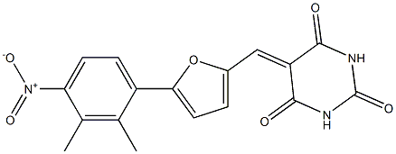 5-[(5-{4-nitro-2,3-dimethylphenyl}-2-furyl)methylene]-2,4,6(1H,3H,5H)-pyrimidinetrione Struktur