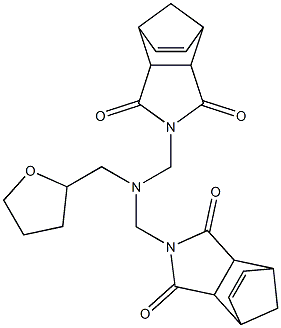 4-{[[(3,5-dioxo-4-azatricyclo[5.2.1.0~2,6~]dec-8-en-4-yl)methyl](tetrahydrofuran-2-ylmethyl)amino]methyl}-4-azatricyclo[5.2.1.0~2,6~]dec-8-ene-3,5-dione Struktur