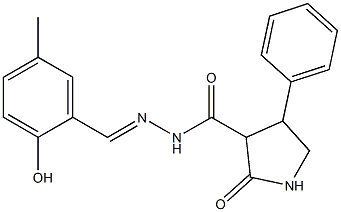 N'-(2-hydroxy-5-methylbenzylidene)-2-oxo-4-phenyl-3-pyrrolidinecarbohydrazide Struktur