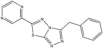 3-benzyl-6-(2-pyrazinyl)[1,2,4]triazolo[3,4-b][1,3,4]thiadiazole Struktur