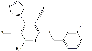 2-amino-6-[(3-methoxybenzyl)sulfanyl]-4-(2-thienyl)-3,5-pyridinedicarbonitrile Struktur