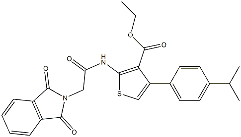 ethyl 2-{[(1,3-dioxo-1,3-dihydro-2H-isoindol-2-yl)acetyl]amino}-4-(4-isopropylphenyl)-3-thiophenecarboxylate Struktur