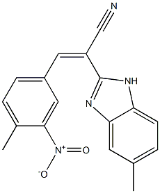 3-{3-nitro-4-methylphenyl}-2-(5-methyl-1H-benzimidazol-2-yl)acrylonitrile Struktur