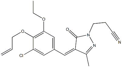 3-{4-[4-(allyloxy)-3-chloro-5-ethoxybenzylidene]-3-methyl-5-oxo-4,5-dihydro-1H-pyrazol-1-yl}propanenitrile Struktur