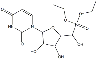 diethyl [5-(2,4-dioxo-3,4-dihydro-1(2H)-pyrimidinyl)-3,4-dihydroxytetrahydro-2-furanyl](hydroxy)methylphosphonate Struktur