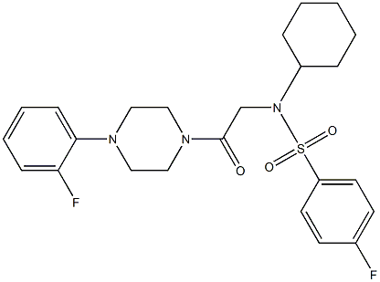 N-cyclohexyl-4-fluoro-N-{2-[4-(2-fluorophenyl)-1-piperazinyl]-2-oxoethyl}benzenesulfonamide Struktur