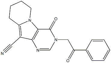 3-Benzoylmethyl-7-cyano-5,6-tetramethylene-3,4-dihydropyrrolo[3,2-d]pyrimidin-4-one Struktur