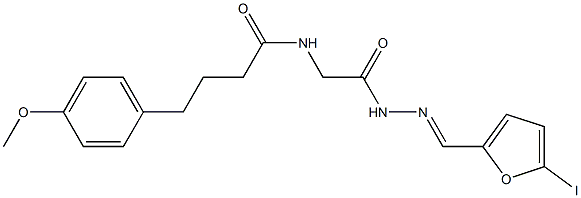 N-(2-{2-[(5-iodo-2-furyl)methylene]hydrazino}-2-oxoethyl)-4-(4-methoxyphenyl)butanamide Struktur