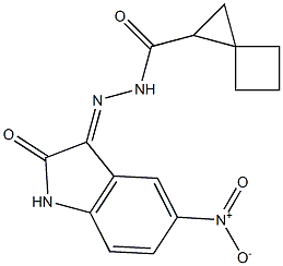 N'-{5-nitro-2-oxo-1,2-dihydro-3H-indol-3-ylidene}spiro[2.3]hexane-1-carbohydrazide Struktur