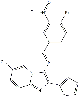 3-({4-bromo-3-nitrobenzylidene}amino)-6-chloro-2-(2-furyl)imidazo[1,2-a]pyridine Struktur