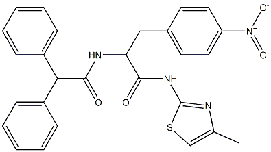 2-[(diphenylacetyl)amino]-3-{4-nitrophenyl}-N-(4-methyl-1,3-thiazol-2-yl)propanamide Struktur