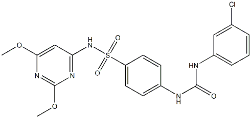 4-{[(3-chloroanilino)carbonyl]amino}-N-(2,6-dimethoxy-4-pyrimidinyl)benzenesulfonamide Struktur