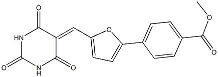 methyl 4-{5-[(2,4,6-trioxotetrahydro-5(2H)-pyrimidinylidene)methyl]-2-furyl}benzoate Struktur