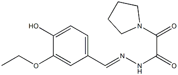 N'-(3-ethoxy-4-hydroxybenzylidene)-2-oxo-2-(1-pyrrolidinyl)acetohydrazide Struktur