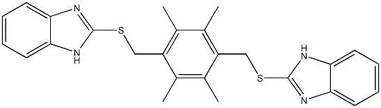 2-({4-[(1H-benzimidazol-2-ylsulfanyl)methyl]-2,3,5,6-tetramethylbenzyl}sulfanyl)-1H-benzimidazole Struktur