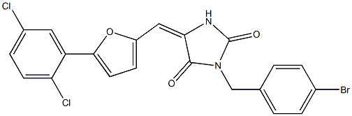 3-(4-bromobenzyl)-5-{[5-(2,5-dichlorophenyl)-2-furyl]methylene}-2,4-imidazolidinedione Struktur