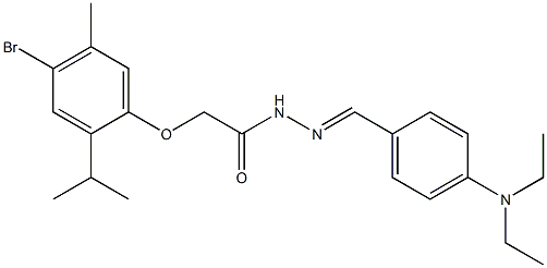 2-(4-bromo-2-isopropyl-5-methylphenoxy)-N'-[4-(diethylamino)benzylidene]acetohydrazide Struktur