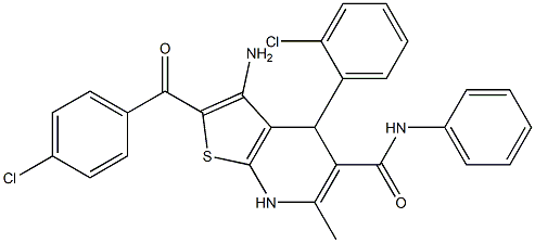 3-amino-2-(4-chlorobenzoyl)-4-(2-chlorophenyl)-6-methyl-N-phenyl-4,7-dihydrothieno[2,3-b]pyridine-5-carboxamide Struktur