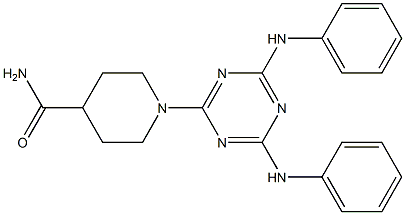 1-(4,6-dianilino-1,3,5-triazin-2-yl)piperidine-4-carboxamide Struktur