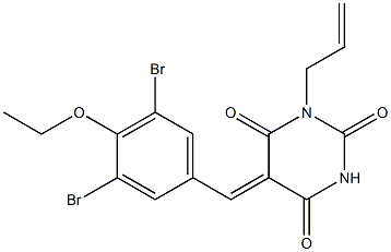 1-allyl-5-(3,5-dibromo-4-ethoxybenzylidene)-2,4,6(1H,3H,5H)-pyrimidinetrione Struktur