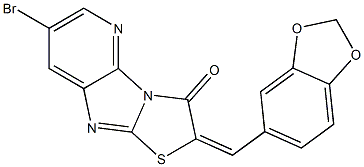 2-(1,3-benzodioxol-5-ylmethylene)-7-bromo[1,3]thiazolo[2',3':2,3]imidazo[4,5-b]pyridin-3(2H)-one Struktur