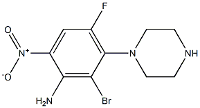 1-{3-amino-2-bromo-6-fluoro-4-nitrophenyl}piperazine Struktur