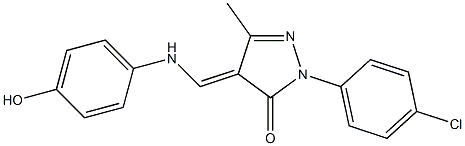 2-(4-chlorophenyl)-4-[(4-hydroxyanilino)methylene]-5-methyl-2,4-dihydro-3H-pyrazol-3-one Struktur