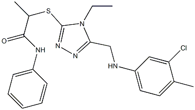 2-[(5-{[(3-chloro-4-methylphenyl)amino]methyl}-4-ethyl-4H-1,2,4-triazol-3-yl)sulfanyl]-N-phenylpropanamide Struktur