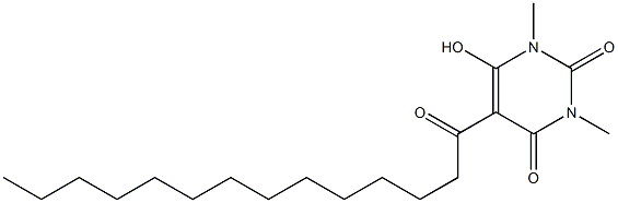 6-hydroxy-1,3-dimethyl-5-tetradecanoyl-2,4(1H,3H)-pyrimidinedione Struktur