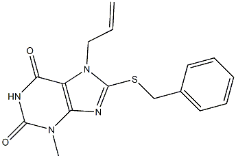 7-allyl-8-(benzylsulfanyl)-3-methyl-3,7-dihydro-1H-purine-2,6-dione Struktur