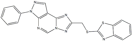 2-[(1,3-benzothiazol-2-ylsulfanyl)methyl]-7-phenyl-7H-pyrazolo[4,3-e][1,2,4]triazolo[1,5-c]pyrimidine Struktur