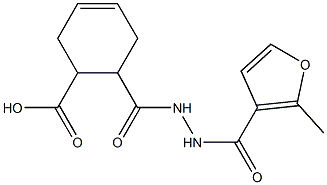 6-{[2-(2-methyl-3-furoyl)hydrazino]carbonyl}-3-cyclohexene-1-carboxylic acid Struktur